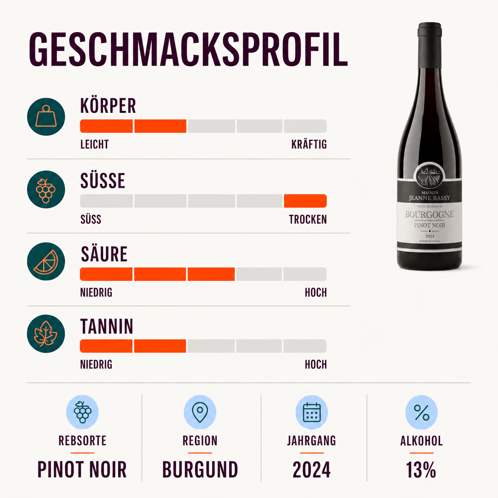 Maison Jeanne Bassy Bourgogne Pinot Noir 2024 – 2-smagsprofil