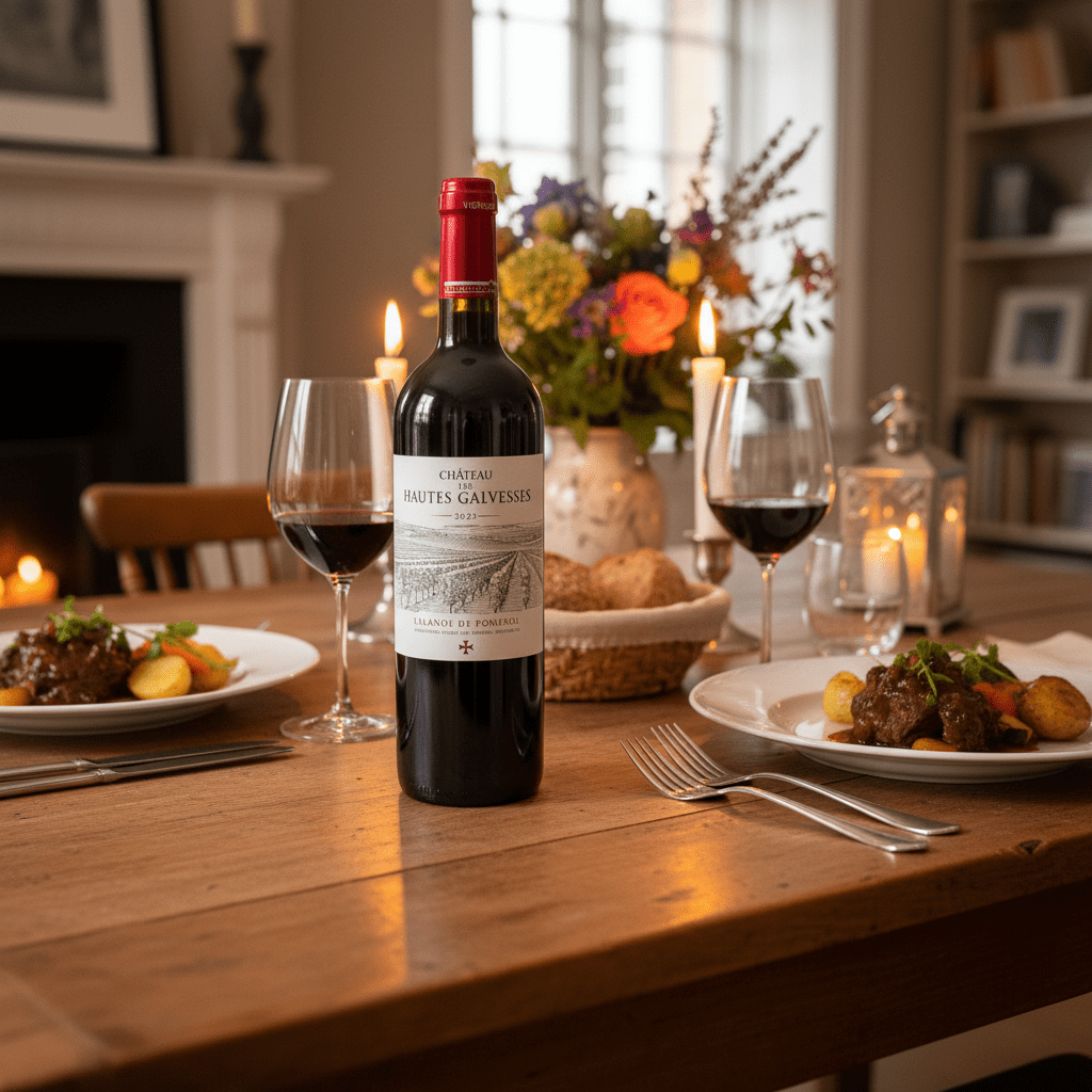 Den Sidste Flaske Rødvin Chateau Les Hautes Galeuses 2022 Lalande De Pomerol