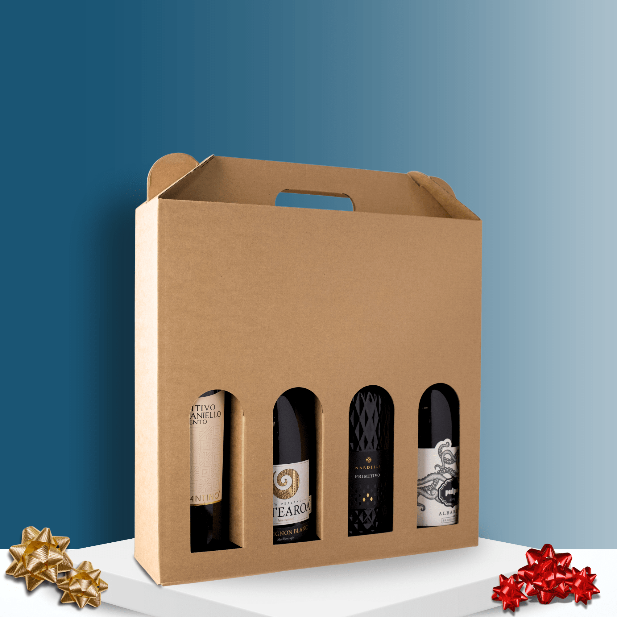 Den Sidste Flaske Gaveæsker i pap Gaveæske i natur til 4 flasker