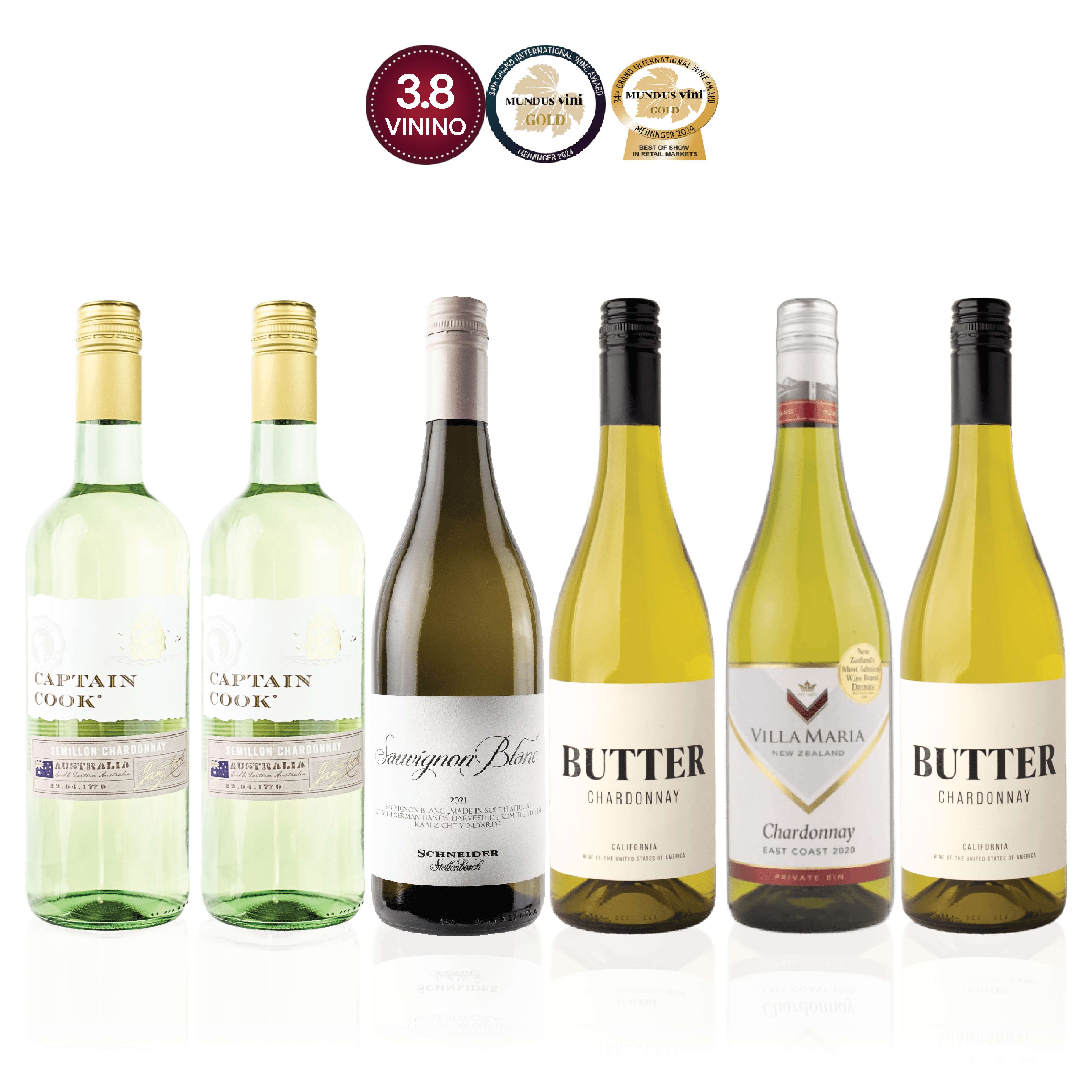 Den Sidste Flaske Hvidvins Smagekasse Hvide Oversøiske Stjerner - Eksklusiv (6 fl.)